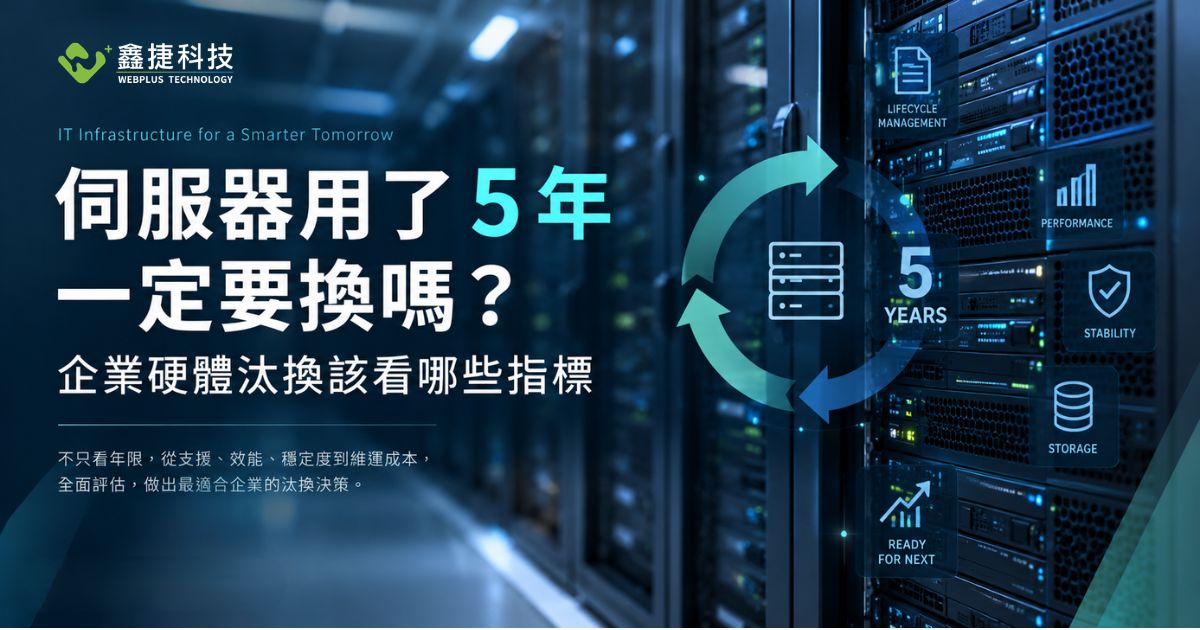 企業伺服器汰換與硬體生命週期評估示意圖